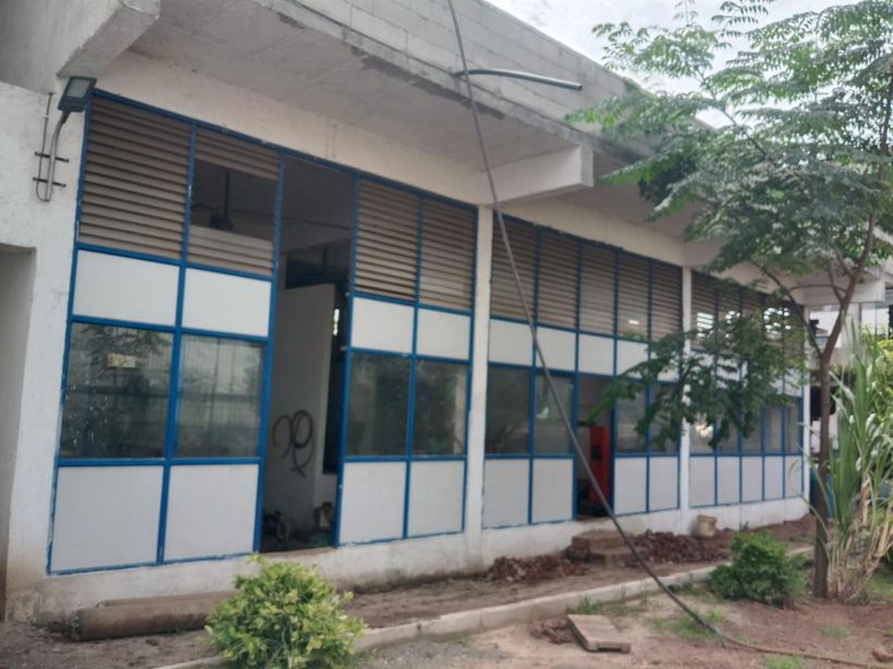 Plant building frontage with glazed elevation